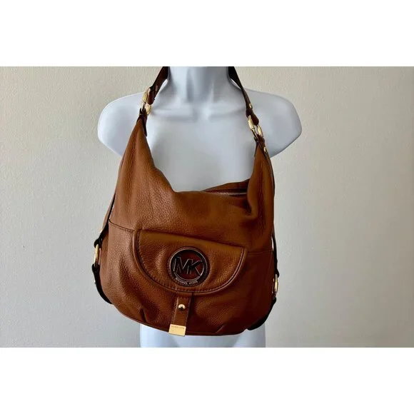 Michael Kors Pebbled Leather Bag Fulton Hobo Slouchy Boho Luxe Quiet Luxury - Picture 1 of 16